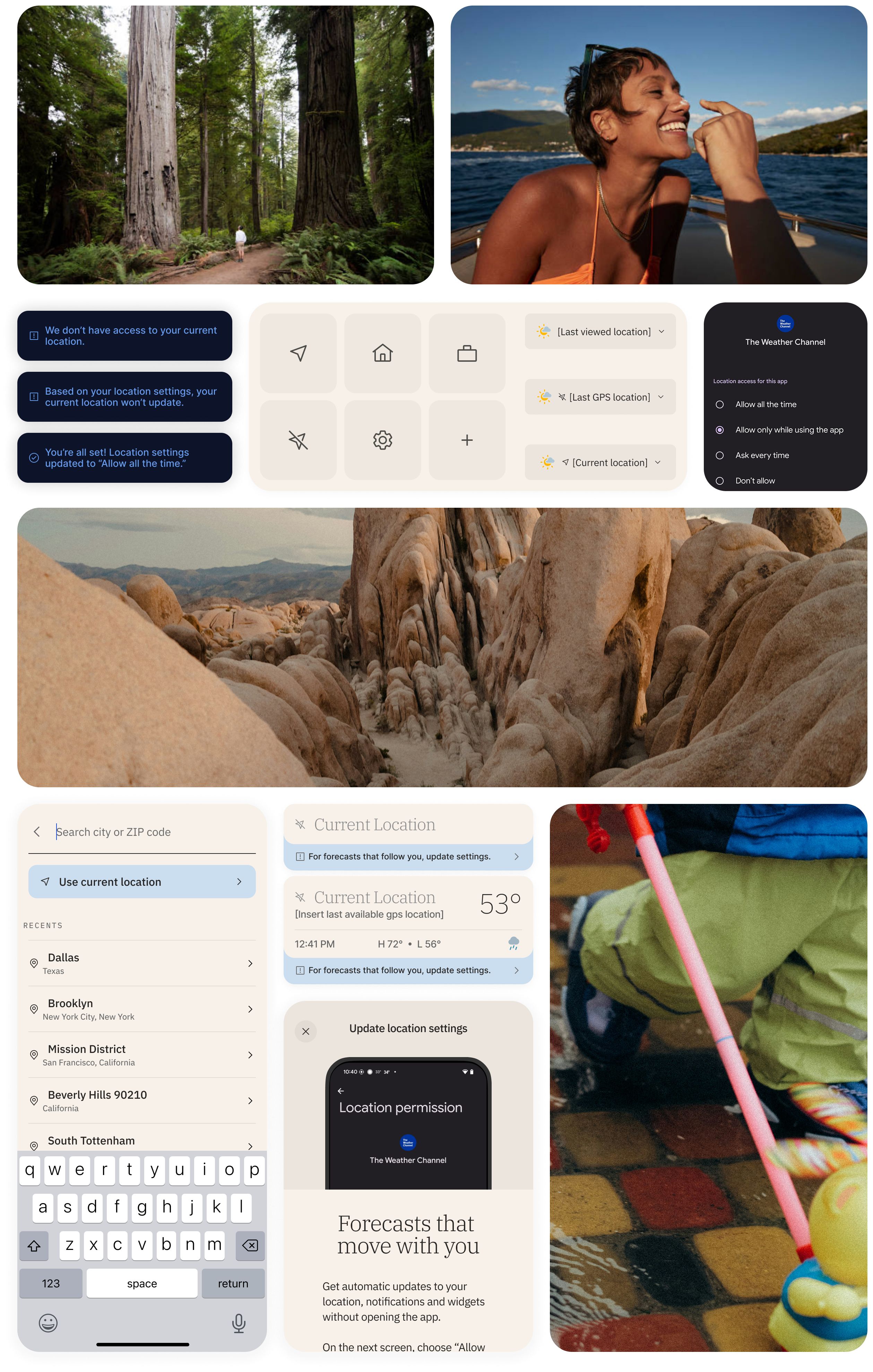 Assembly of images from branded imagery to UI elements as part of the permission priming aspect of the project